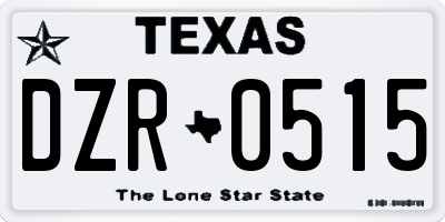 TX license plate DZR0515
