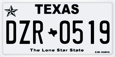 TX license plate DZR0519