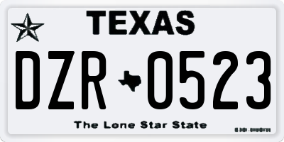TX license plate DZR0523