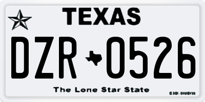 TX license plate DZR0526