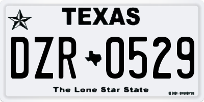 TX license plate DZR0529