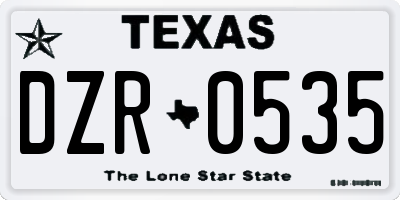 TX license plate DZR0535