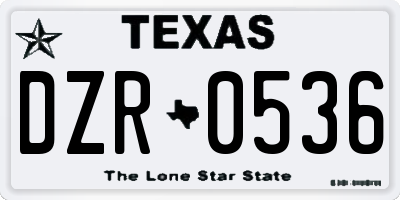 TX license plate DZR0536
