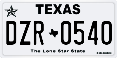 TX license plate DZR0540