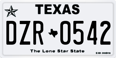 TX license plate DZR0542