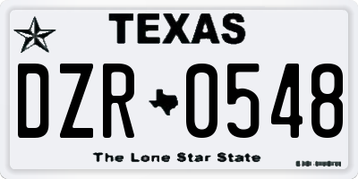 TX license plate DZR0548
