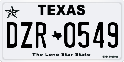 TX license plate DZR0549