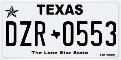 TX license plate DZR0553