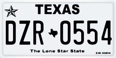 TX license plate DZR0554