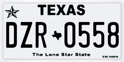 TX license plate DZR0558