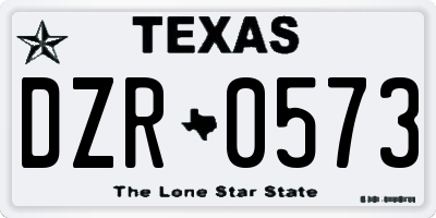 TX license plate DZR0573