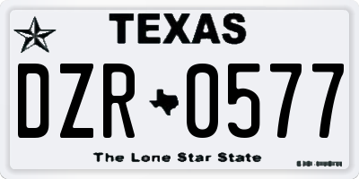 TX license plate DZR0577