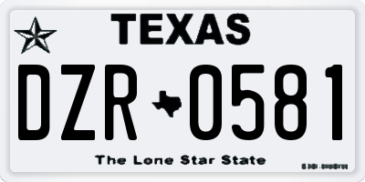 TX license plate DZR0581