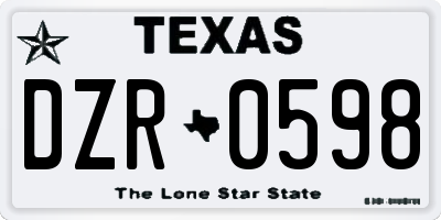 TX license plate DZR0598
