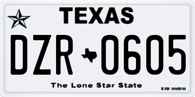 TX license plate DZR0605