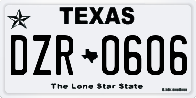 TX license plate DZR0606