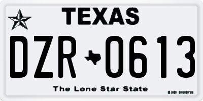TX license plate DZR0613