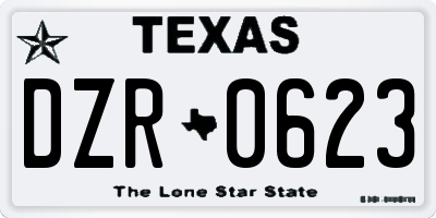 TX license plate DZR0623