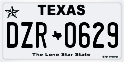 TX license plate DZR0629