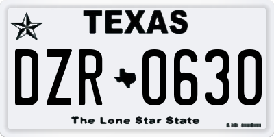 TX license plate DZR0630