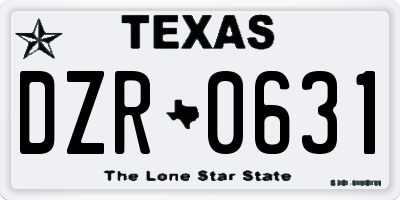 TX license plate DZR0631