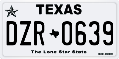 TX license plate DZR0639