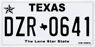 TX license plate DZR0641