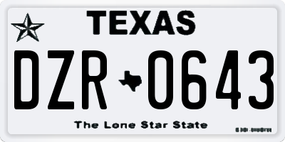 TX license plate DZR0643