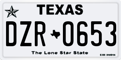 TX license plate DZR0653