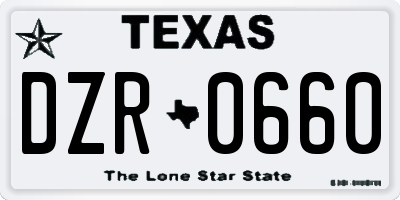 TX license plate DZR0660