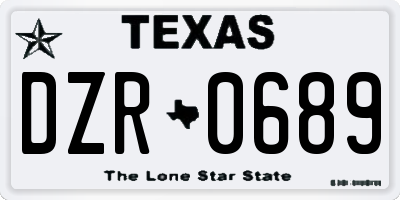 TX license plate DZR0689