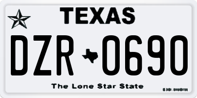 TX license plate DZR0690