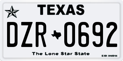 TX license plate DZR0692
