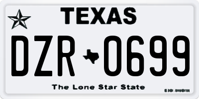 TX license plate DZR0699