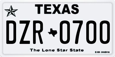 TX license plate DZR0700