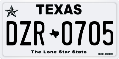 TX license plate DZR0705