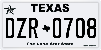 TX license plate DZR0708