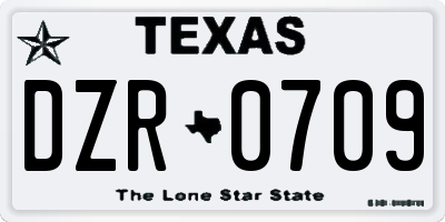 TX license plate DZR0709