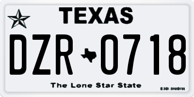 TX license plate DZR0718
