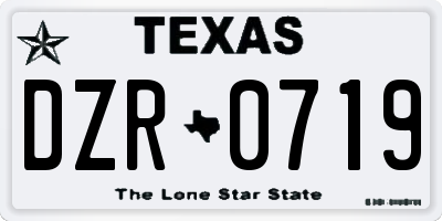 TX license plate DZR0719