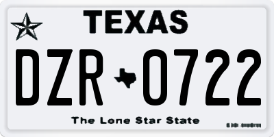 TX license plate DZR0722