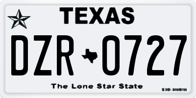 TX license plate DZR0727