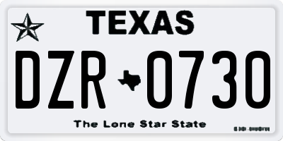 TX license plate DZR0730