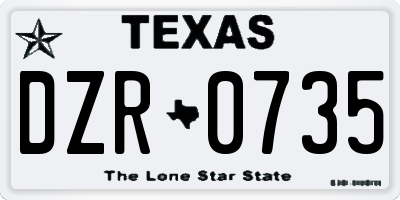 TX license plate DZR0735