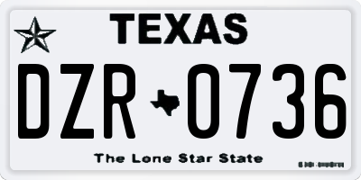 TX license plate DZR0736