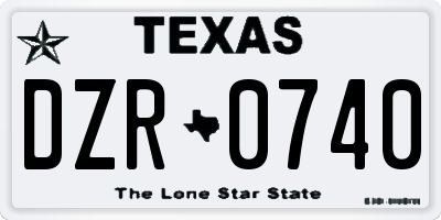 TX license plate DZR0740