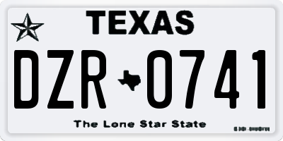 TX license plate DZR0741