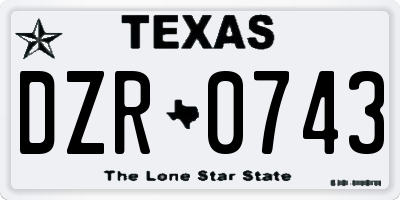 TX license plate DZR0743