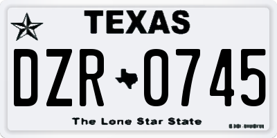 TX license plate DZR0745