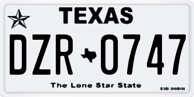 TX license plate DZR0747